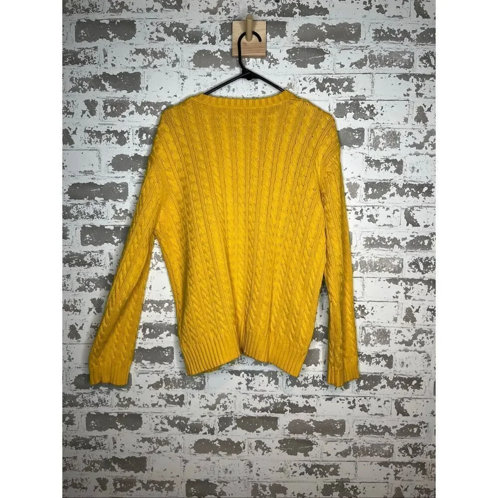Ralph Lauren | women yellow vintage cable knit crewneck sweater - Picture 6 of 8